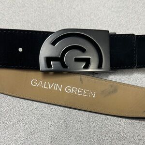NWOT Gavin Green Men's Black Suede Belt with dark silver Buckle